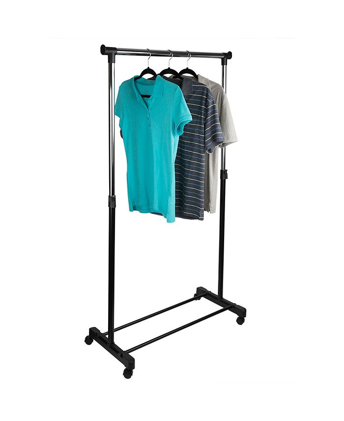 Sunbeam Single Rail Adjustable Rolling Garment and Wardrobe Organizing