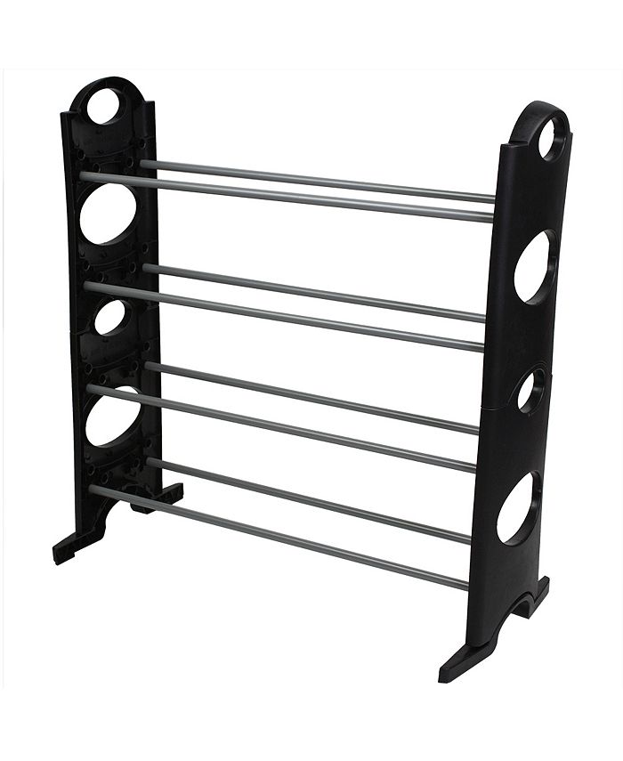 Home Basics 12 Pair Metal And Plastic Shoe Rack, Black Macy's