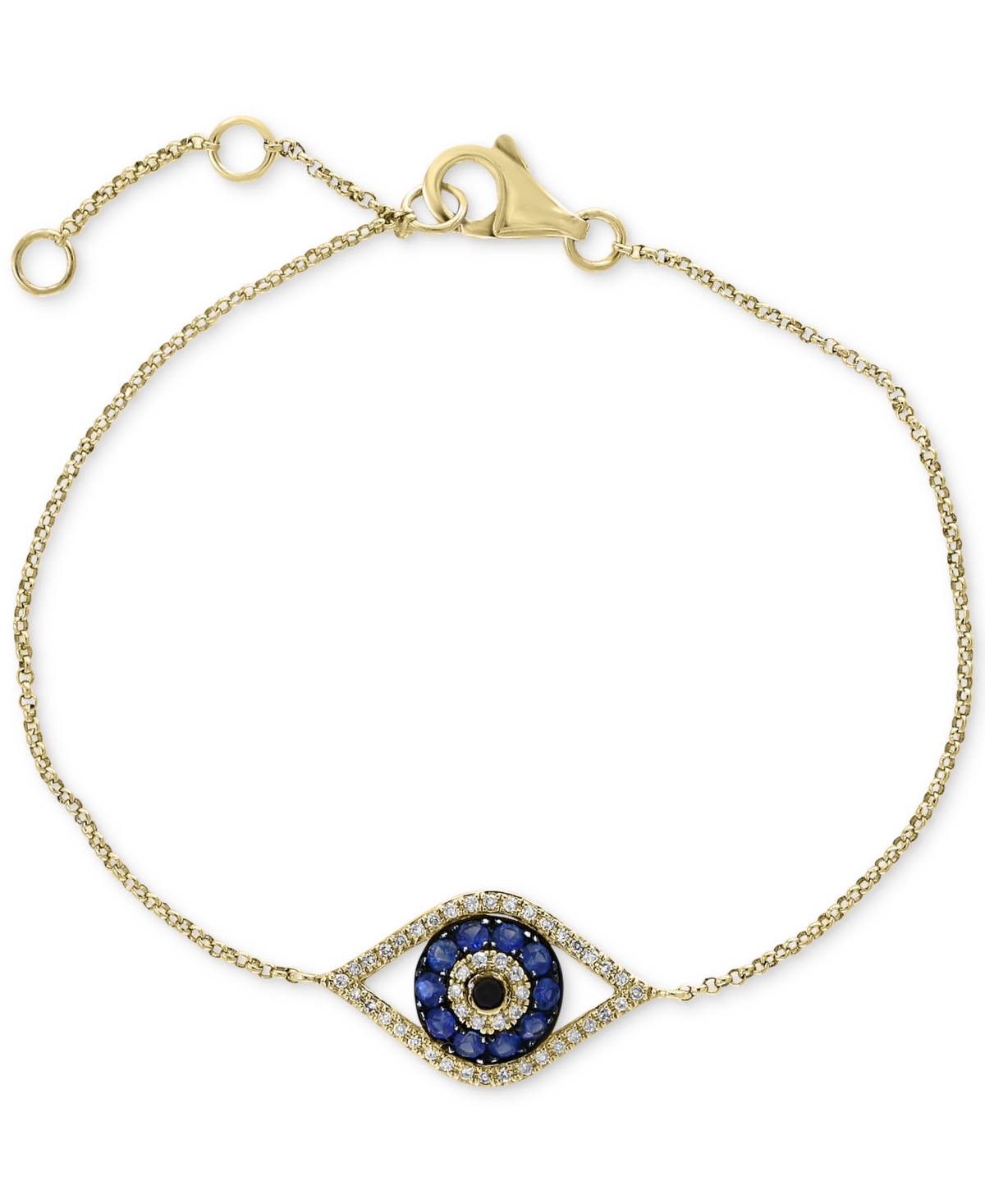 Effy Collection Effy Sapphire (1/4 ct. t.w.) and Diamond (1/6 ct. t.w.) Evil Eye Bracelet in 14k White Gold(Also Available In 14k Yellow Gold)