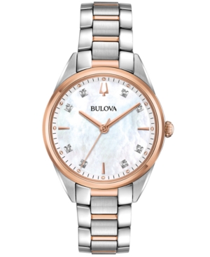 image of Bulova Women-s Sutton Diamond-Accent Two-Tone Stainless Steel Bracelet Watch 32.5mm