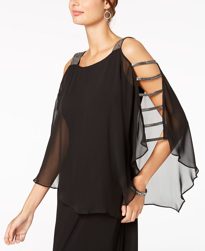 MSK Embellished Lattice-Sleeve Gown & Reviews - Dresses - Women - Macy's