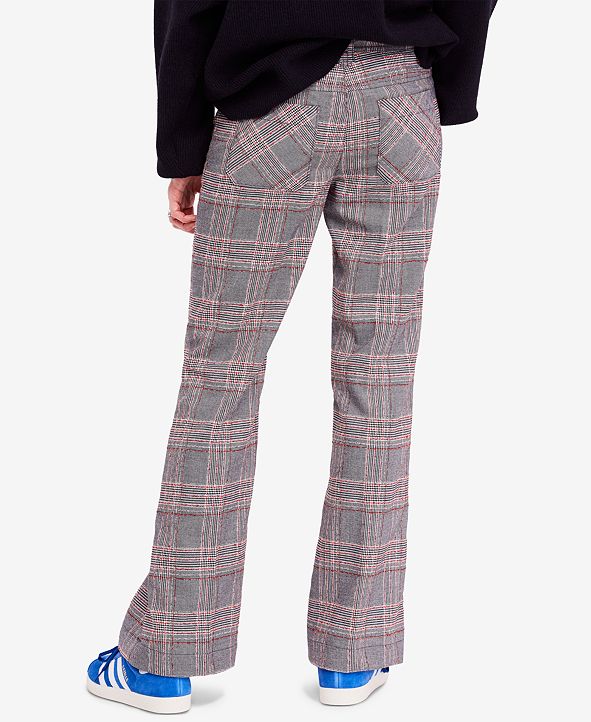 brown plaid flare pants