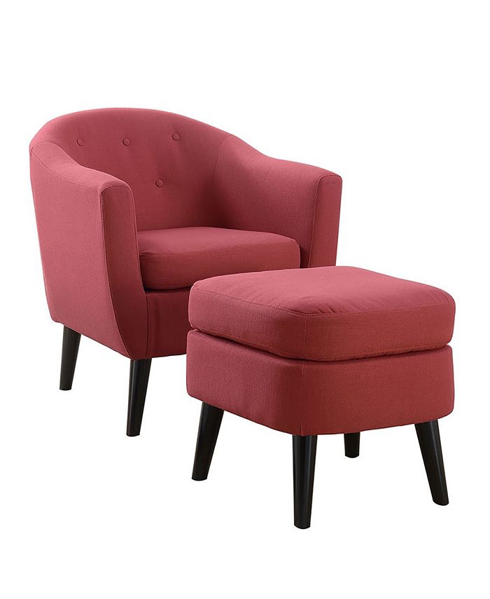 Poundex Chair + Cocktail Ottoman, Red Macy's