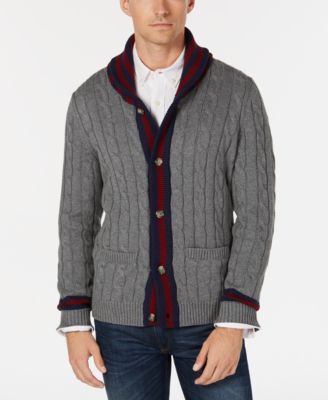 Club Room - Men's Contrast Shawl-Collar Cardigan Sweater,
