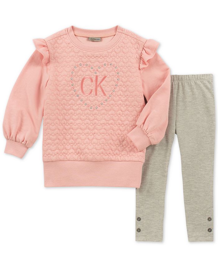 Calvin Klein Toddler Girls 2-Pc. Quilted Heart Tunic & Leggings Set ...