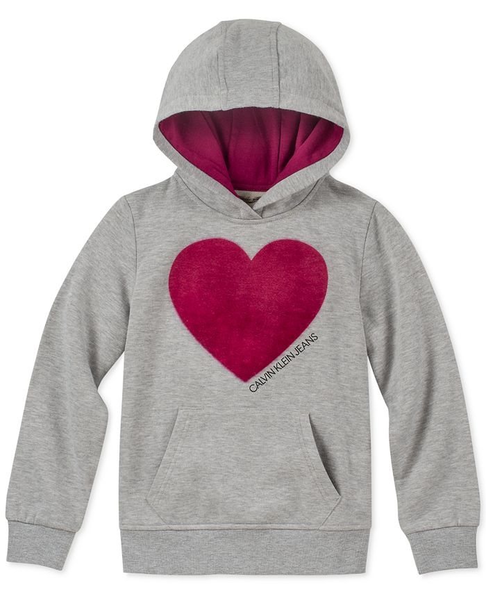 Calvin Klein Big Girls Fuzzy Heart Hoodie & Reviews - Sweaters - Kids ...