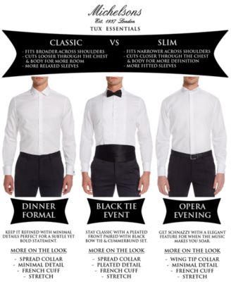 Men's Slim-Fit Stretch Pleated Bib French Cuff Tuxedo Shirt