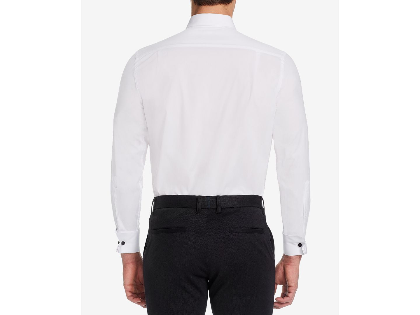 Мужская рубашка MICHELSONS OF LONDON Classic/Regular Fit Stretch Solid French Cuff Tuxedo, цвет: Белый — фото 3