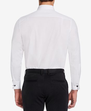 Michelsons - Men's Classic/Regular Fit Stretch Solid French Cuff Tuxedo Shirt