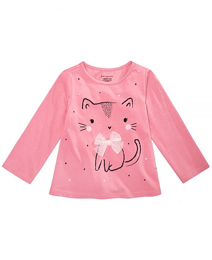 First Impressions Baby Girls Kitty Graphic Cotton Shirt, Created for ...
