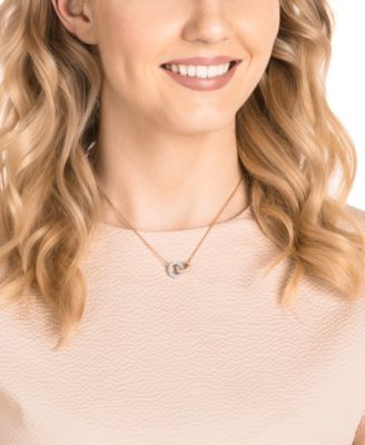 Two-Tone Crystal Linked Circle 17-3/4" Pendant Necklace