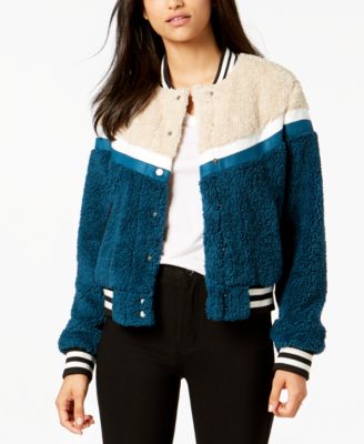 Celebrity Pink - Juniors' Faux-Fur Varsity Bomber Coat