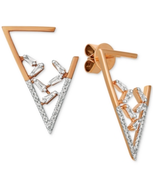 image of Le Vian Baguette Frenzy Diamond Triangle Drop Earrings (3/8 ct. t.w.) in 14k Rose Gold