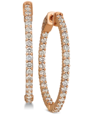 image of Le Vian Nude Diamond In & Out Hoop Earrings (2 ct. t.w.) in 14k Rose Gold