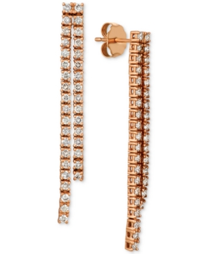 image of Le Vian Diamond Pave Linear Drop Earrings (1 ct. t.w.) in 14k Rose Gold