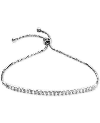 Lab-Grown Sapphire (5/8 ct. t.w) & White Sapphire (5/8 ct. t.w.) Bolo Bracelet in Sterling Silver (Also available in Lab-Grown Emerald, Ruby, Pink Sapphire and White Sapphire)