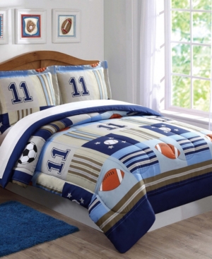 My World Denim And Khaki Sports Twin Comforter Set Bedding In Multiple
