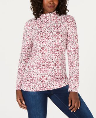 printed mock turtlenecks
