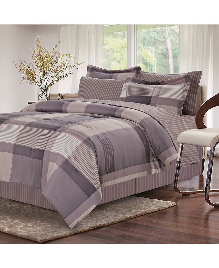 Brown & Grey Harmony Grey 8Piece BedInBag, King Macy's