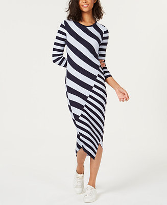 Bar III Striped Asymmetrical Sweater Dress, Created for Macy's ...