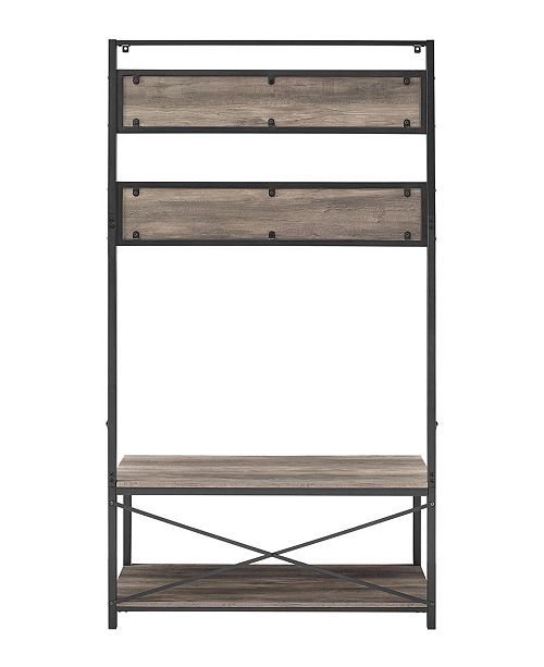 Walker Edison 72 Industrial Metal And Wood Hall Tree Grey Wash