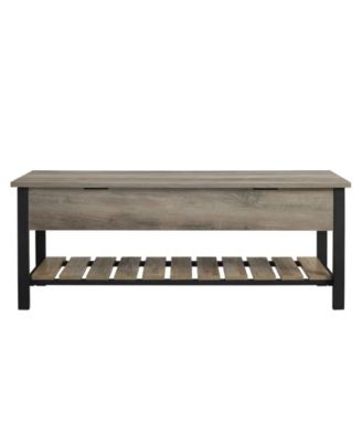 48" Open-Top Storage Bench with Shoe Shelf  - White Oak