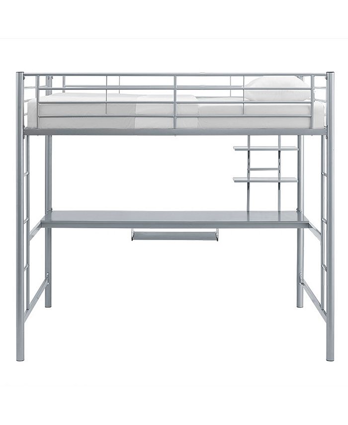 Walker Edison Premium Metal Full Size Loft Bed with Wood Workstation ...