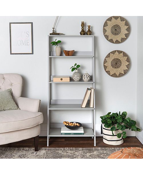 Walker Edison 55" Wood Ladder Bookshelf Grey & Reviews Home Macy's