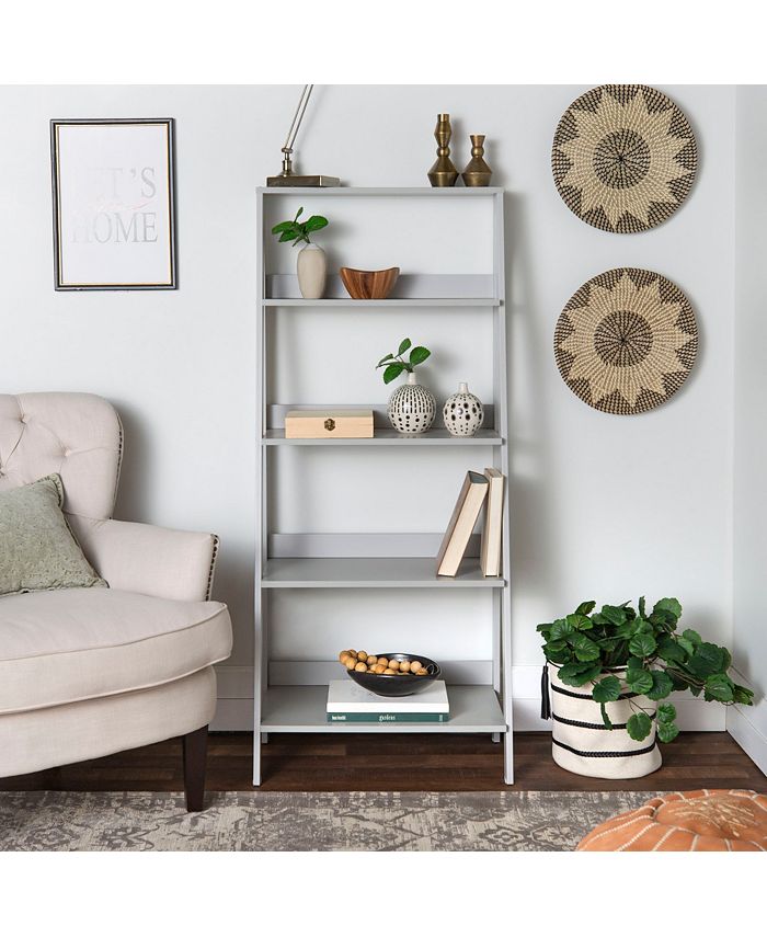 Walker Edison 55" Wood Ladder Bookshelf Grey Macy's