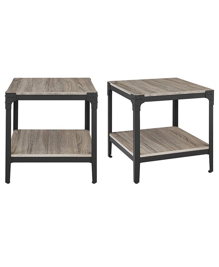 Walker edison angle iron rustic wood end shop table