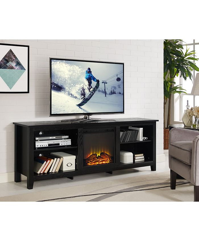 Walker Edison 70" Wood Fireplace Media TV Stand Console Black Macy's