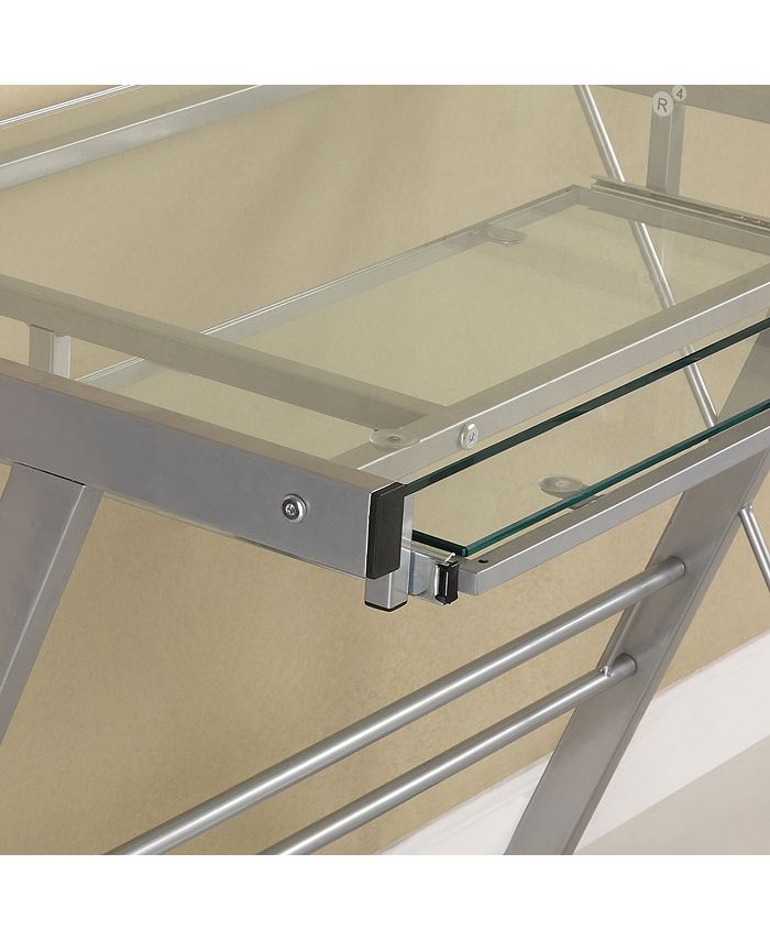 Walker Edison Home Office Glass Metal Computer Desk Silver Macy's