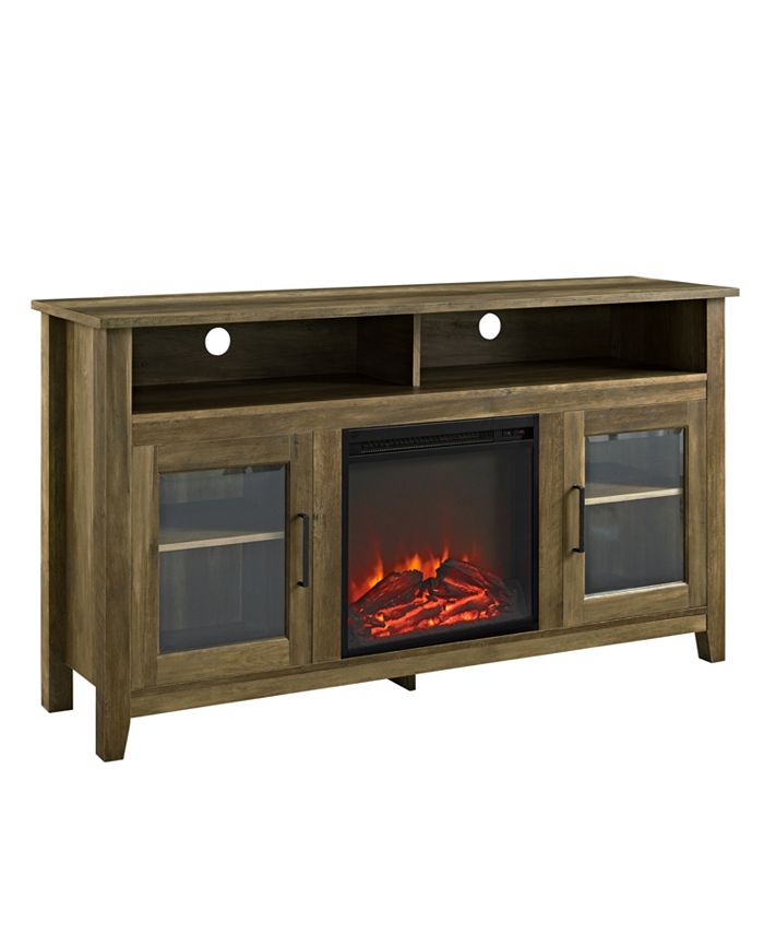 Walker Edison 58" Wood Highboy Fireplace TV Stand Rustic Oak Macy's