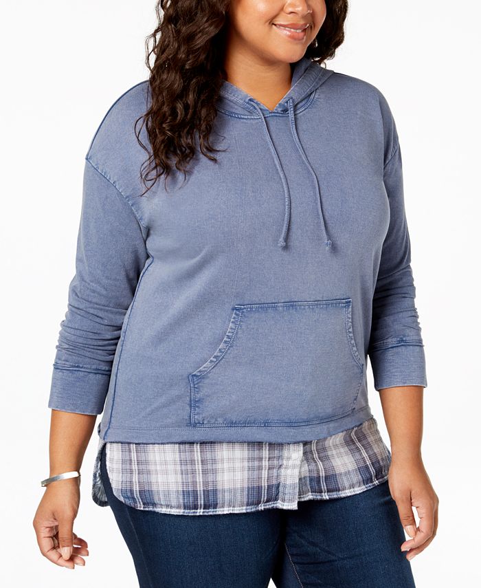Style & Co Plus Size Layered-Look Hoodie, Created for Macy's - Macy's