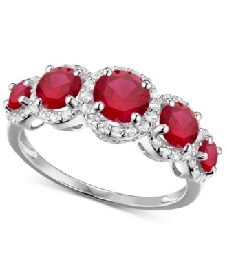 Simulated Ruby and Cubic Zirconia Ring in Sterling Silver - Macy's