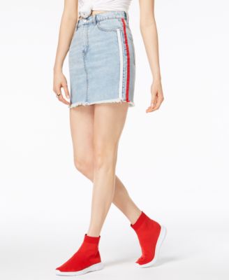 denim skirt with side stripe