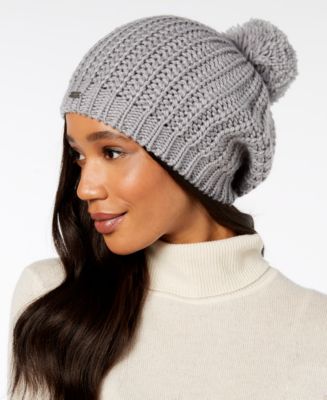 Steve Madden Ribbed-Knit Pom Pom Beanie - Macy's