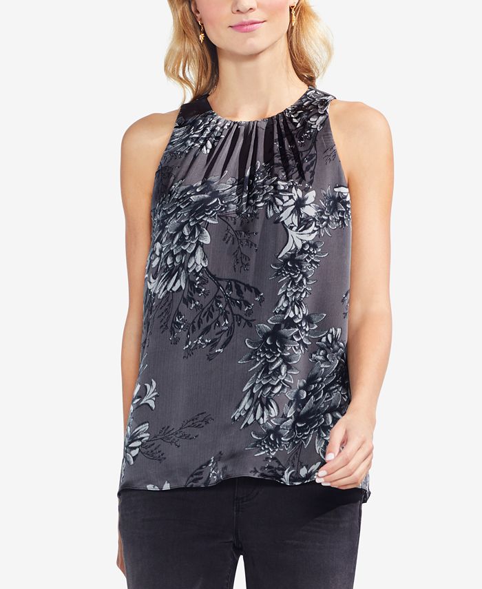 Vince Camuto Printed Pleated Top - Macy's