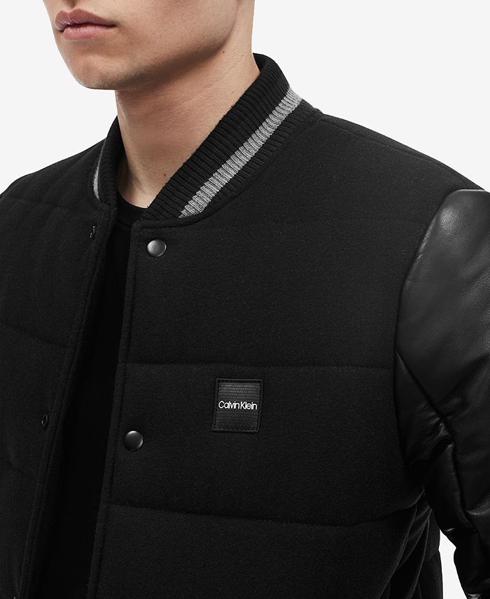 Calvin Klein Men's MixMedia Varsity Jacket Macy's
