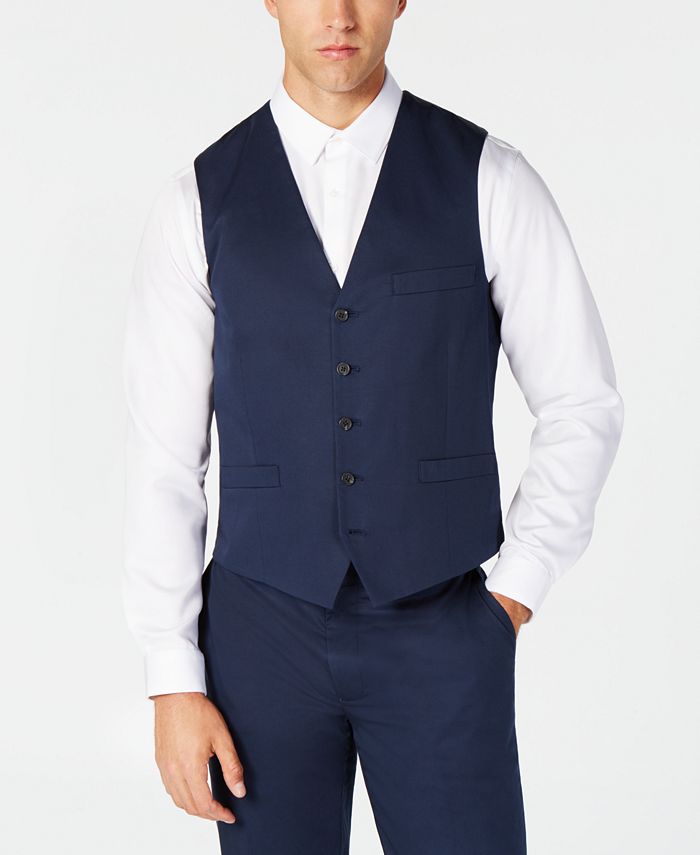 Men's James Vest - Empire Grey with Navy Grosgrain Trim main image 1