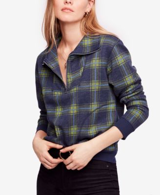 Free People Why Not Plaid Zip Front Sweatshirt Macy s