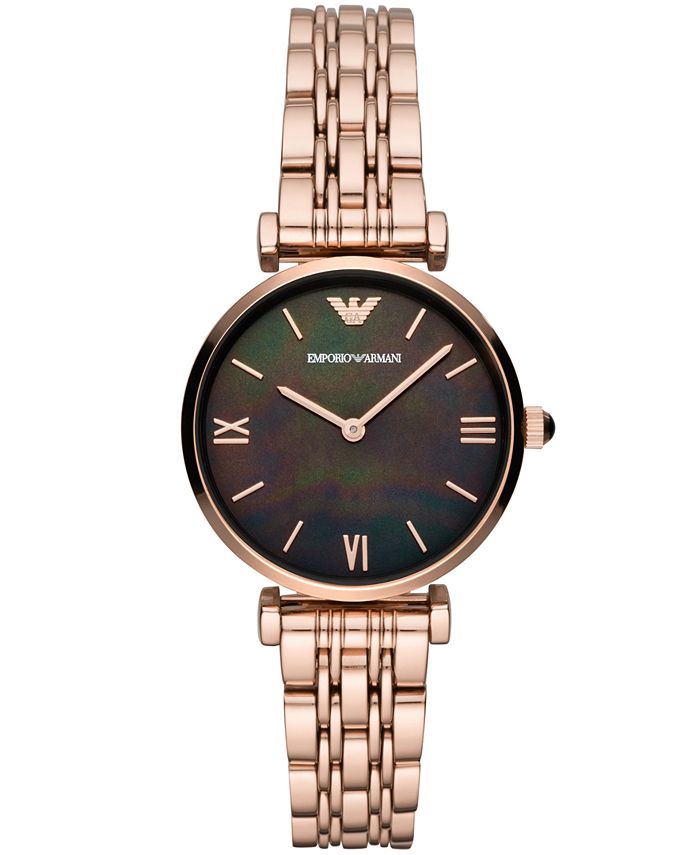 Emporio Armani Women's Rose Gold-Tone Stainless Steel Bracelet Watch ...