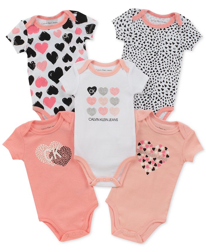 Calvin Klein Baby Girls 5-Pack Printed Bodysuits & Reviews - All Baby ...