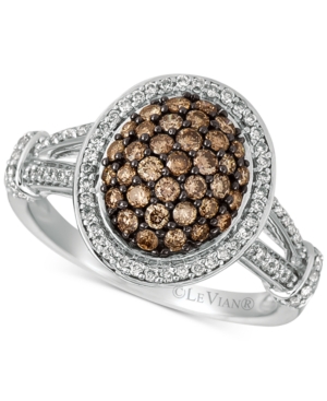 image of Le Vian Chocolatier Diamond Oval Cluster Ring (7/8 ct. t.w.) in 14k White Gold