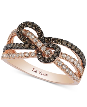 image of Le Vian Chocolatier Gladiator Knots Diamond Statement Ring (5/8 ct. t.w.) in 14k Rose Gold