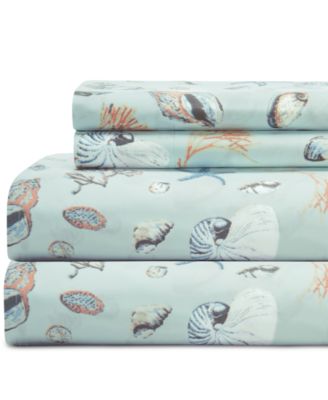 Beatrice Home Fashions - Coastal Printed 4-Pc. Sheet Set, Full Oceanside Sea