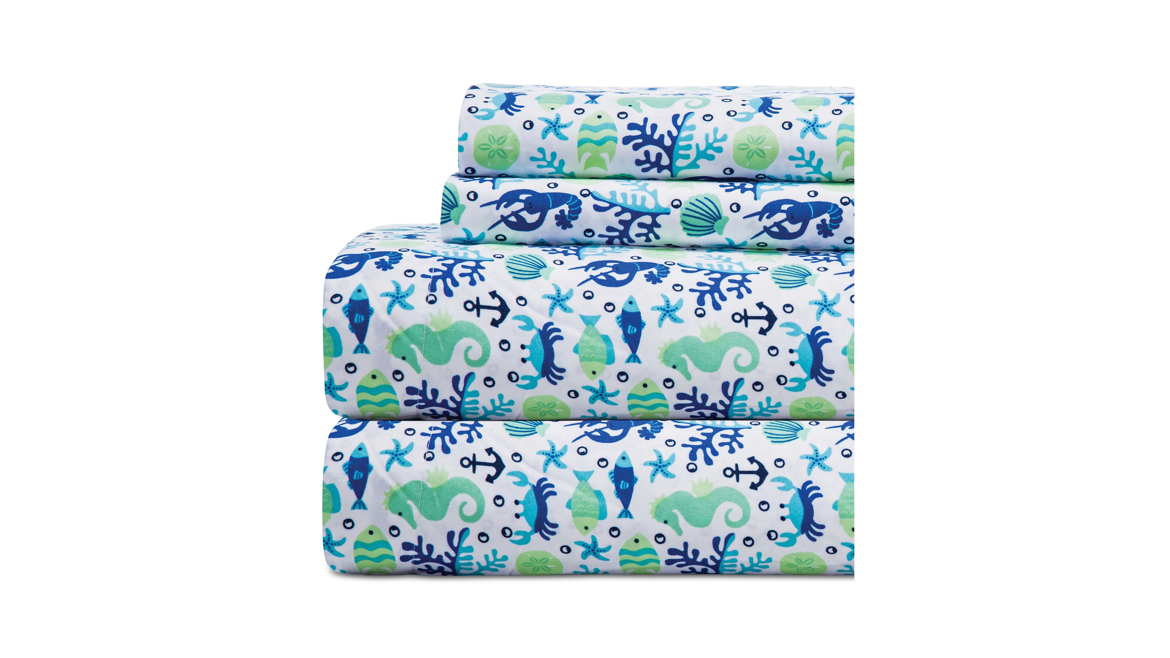 Beatrice Home Fashions Coastal Printed 4-Pc. Sheet Set, King