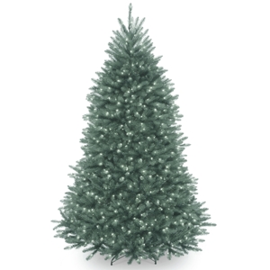National Tree 7' Dunhill Blue Fir Hinged Tree with Clear Lights
