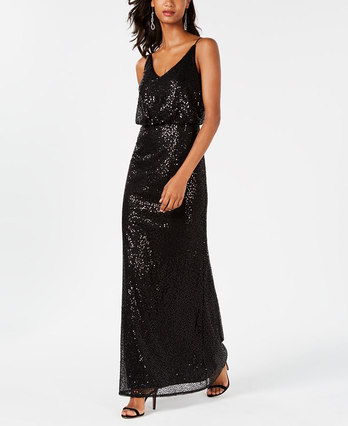 Adrianna Papell Sequined Blouson Gown - Macy's