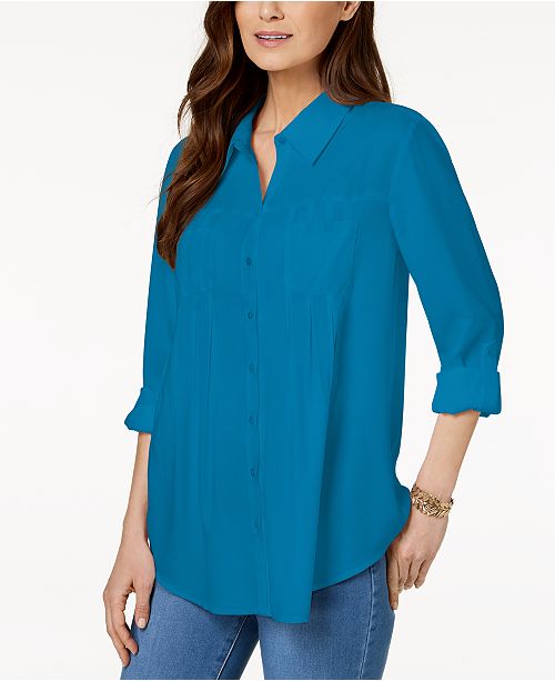 Style & Co Roll-Tab Shirt, Created for Macy's & Reviews - Tops - Women ...